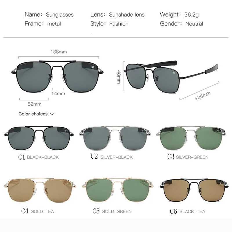 Fashion Aviation Sunglasses Men Luxury Brand Designer Square Sun Glasses for Male American Army Military OculosW251023