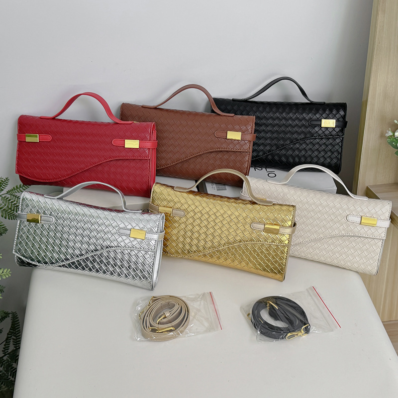 Luxury Brand Designer Bag 2025 New Woven Texture Handbag Fashionable Women's Commuter Shoulder Bag Crossbody Baguette Bag