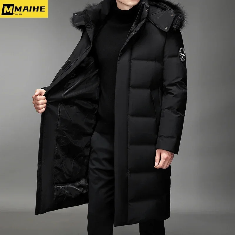 Mens Thickened Down Jacket 30 Winter Warm Coat Men Fashion Long White Duck Hooded Parkas Plus Size 5XL 251023