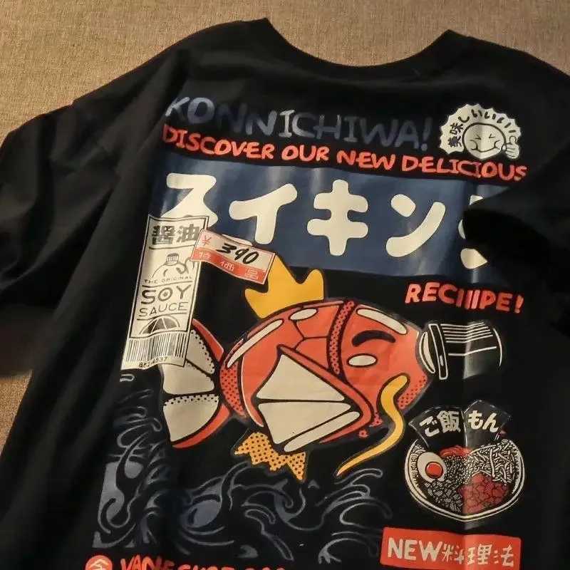 Harajuku Y2k Tops Japanese Carp Short Sleeved Tshirt Men Oversized Sports T Shirt High Quality Cotton Tee Loose Unisex ClothingXJ251023