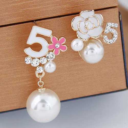 luxury designer jewelry Korean stud earrings black rose pearls earrings wer earring lia wer ear Accories Y251023