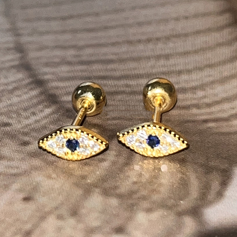 Designer earrings Geometric Devil's Eye Inlaid with Colorful Zircon Earrings for Personalized Design, 18K Gold Plated free shipping diamond earri