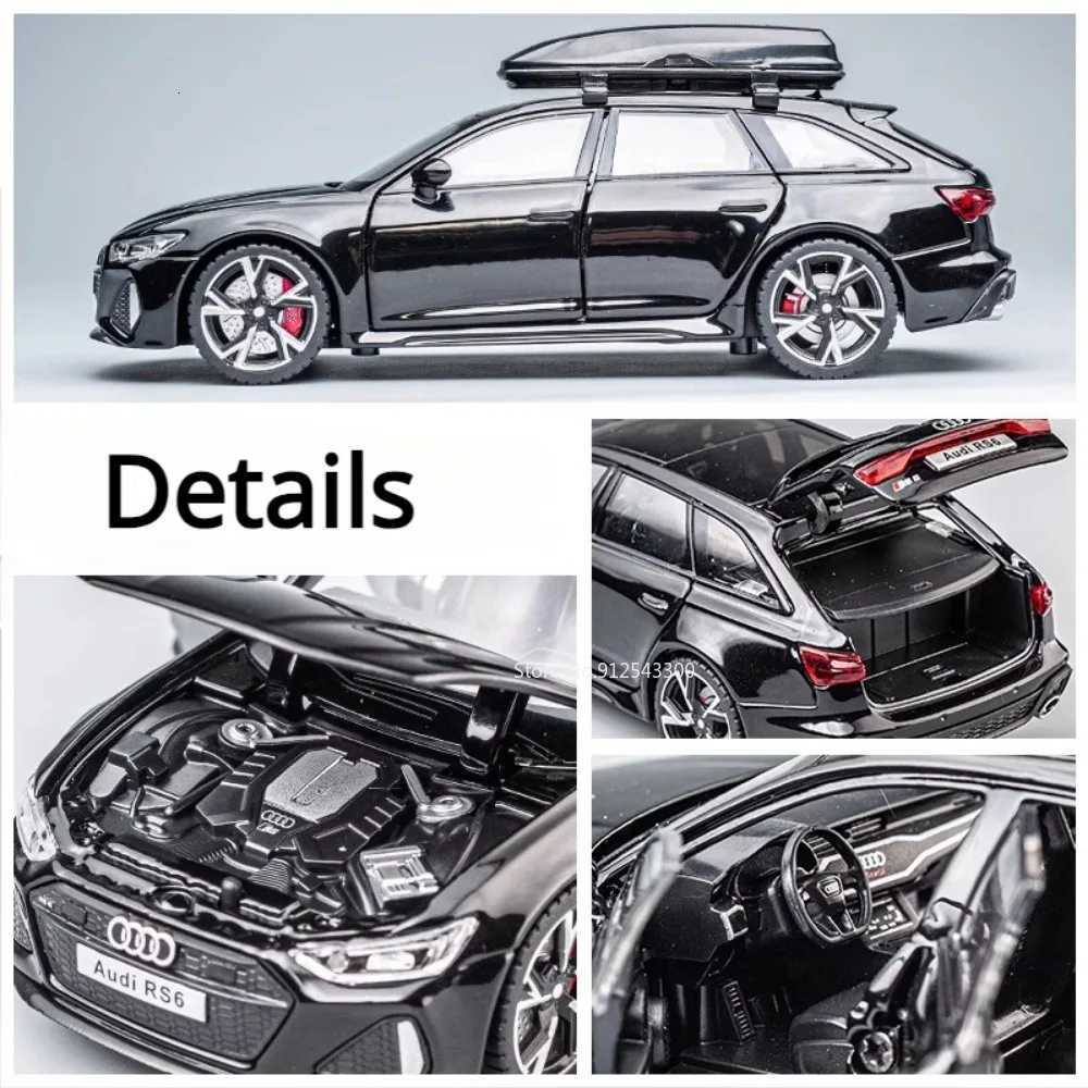 132 RS6 Car Model Toy Simulation Alloy Diecast Doors Opened Sound Light Shock Absorption Vehicle Models Ornaments Child GiftsT251023