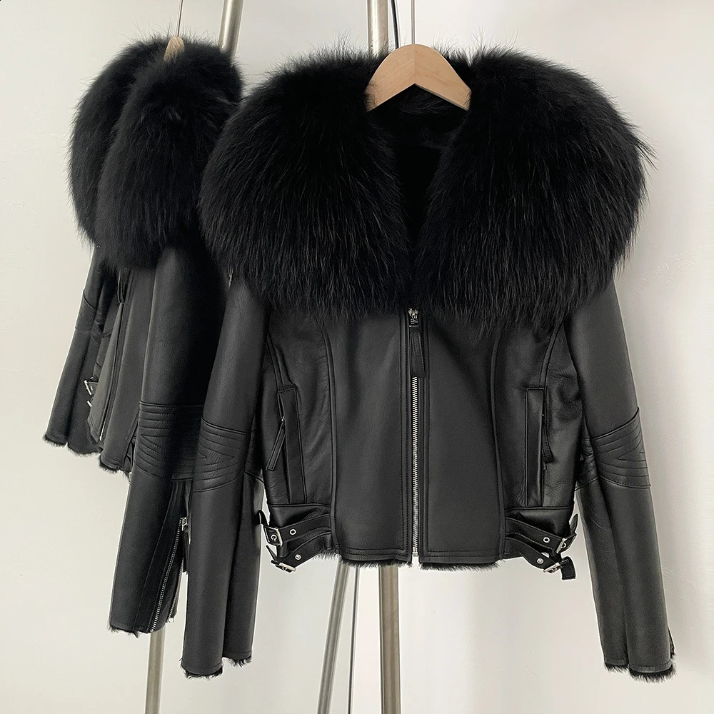 OFTBUY Raccoon Fur Collar Women Clothing Fashion Winter Real Leather Jacket s Sheepskin Coat Integrated 251018