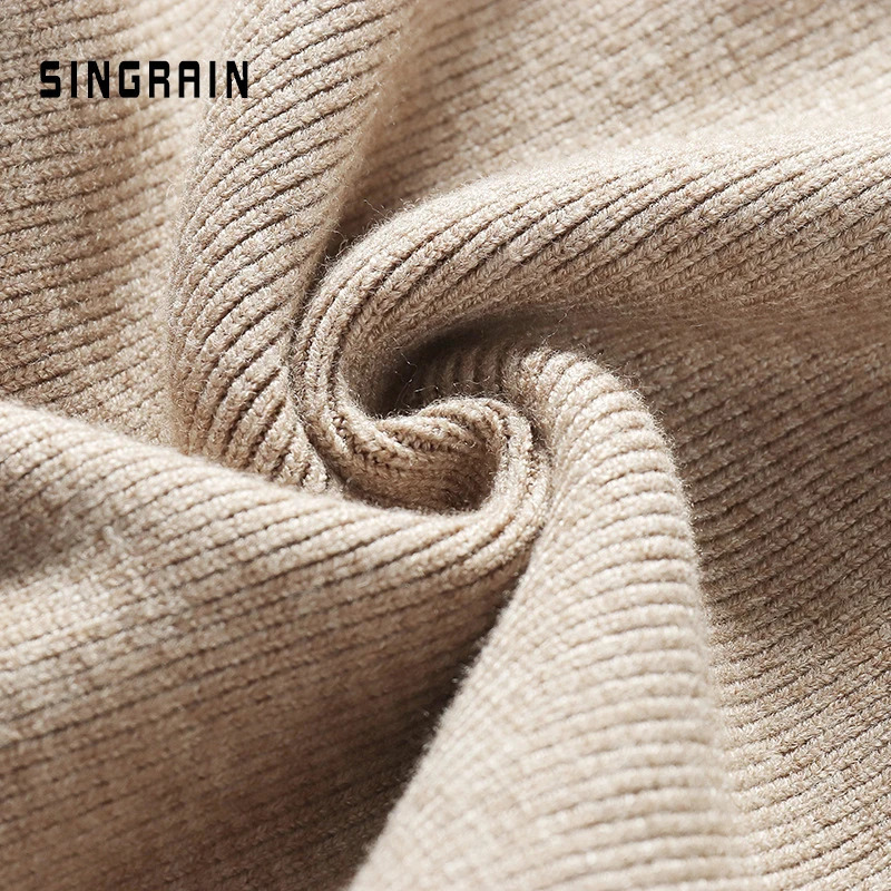 SINGRAIN Women sweater skirt pencil midi knitted skirt high waist skirts womens winter long warm knitting skirts split bottoms 251020