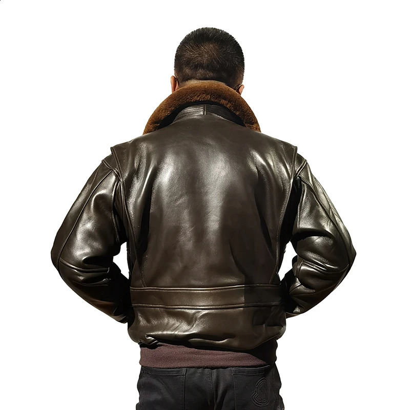 Winter Bomber Lamb Skin Coats European US Plussize Mens Classic Vintage Wool Collar Genuine Leather Jacket 251023