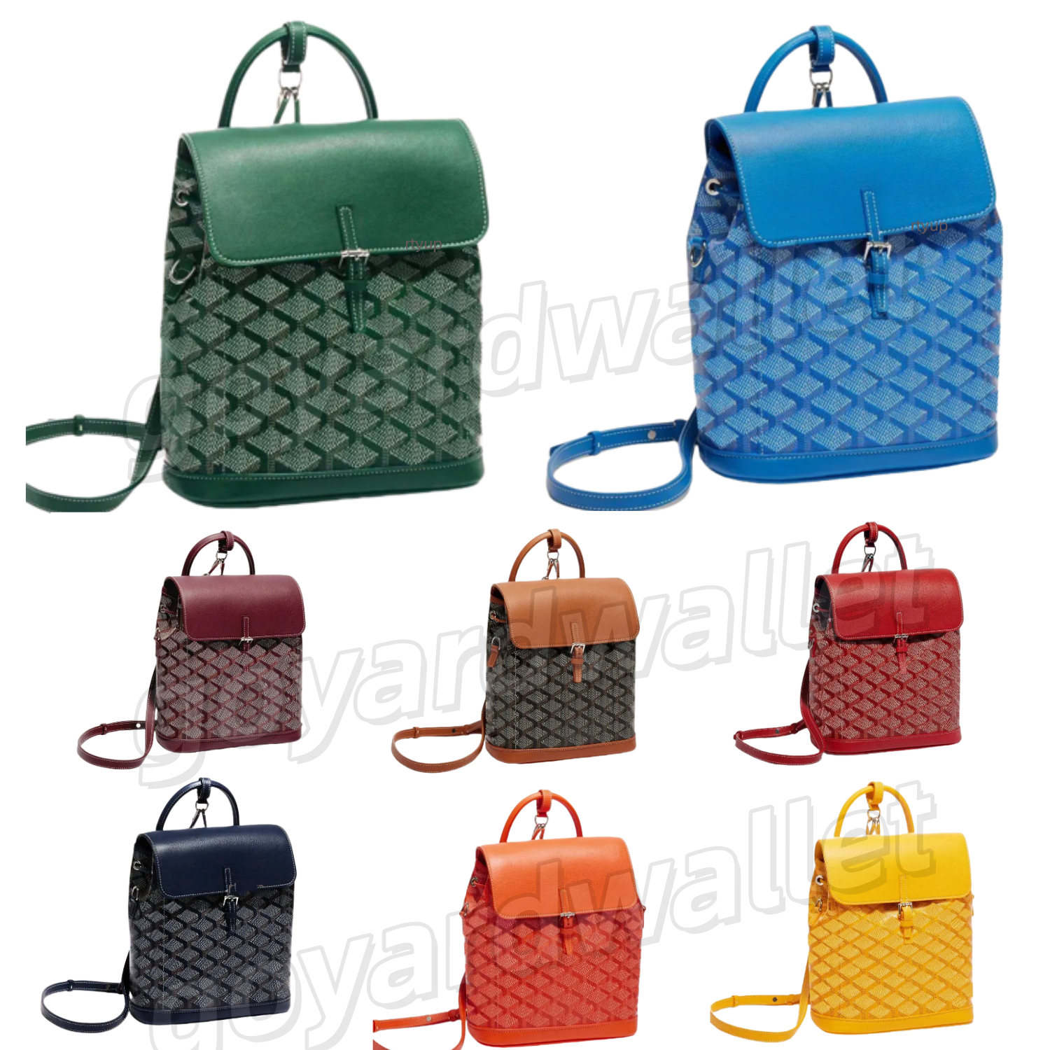 10A Designer goyartShoulder Bag Green Houndstooth leather Designer Backpack school bag mens Shoulder bag Luxury tote handbag Cross Body bag Top handle bookbag 1