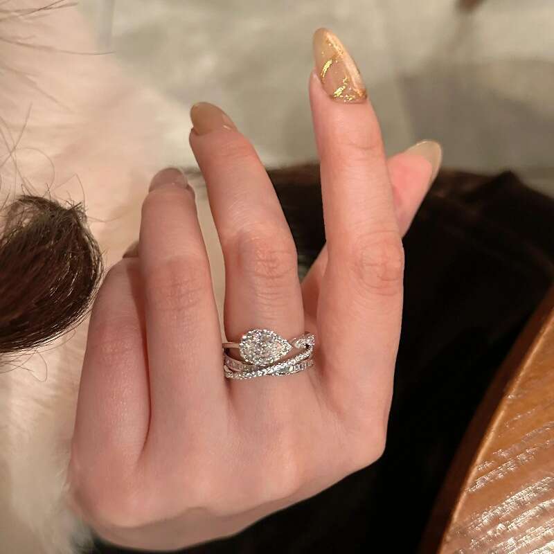 Ring Designer luxury opening rings Water droplet Zircon inlay for Women men Simple Elegant Fashion High-End copper plated with silver Festival vacatio