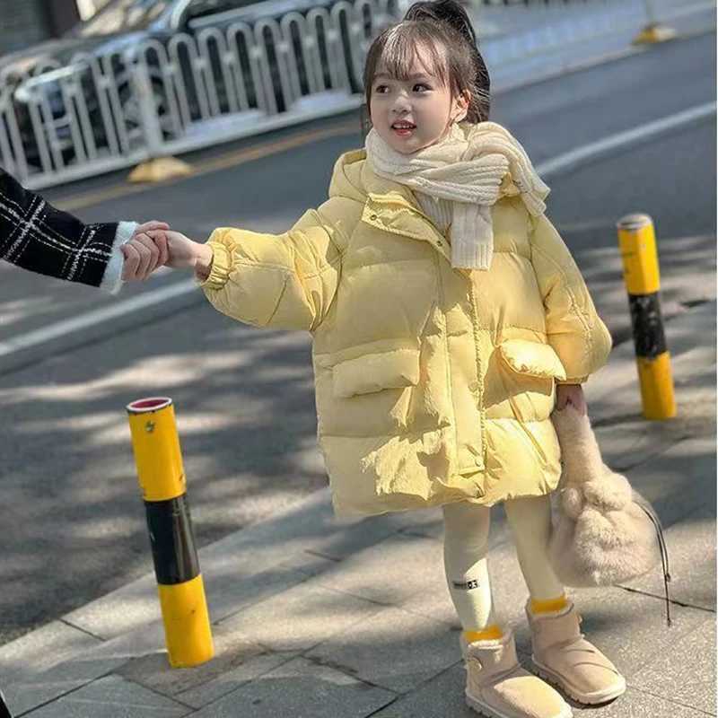 Winter New Teen Girls Jacket long Solid Color Thick Windproof Hooded Outerwear For 312Y Girls Warm Down Cotton Parka Snowsuit Y251023