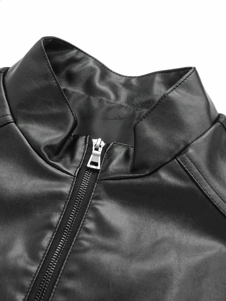 Mens Small StandUp Collar Leather Jacket Windproof and Warm Stylish FormFitting Suitable for Daily Commuting Street Wear Autumn Winter Outings Casual 