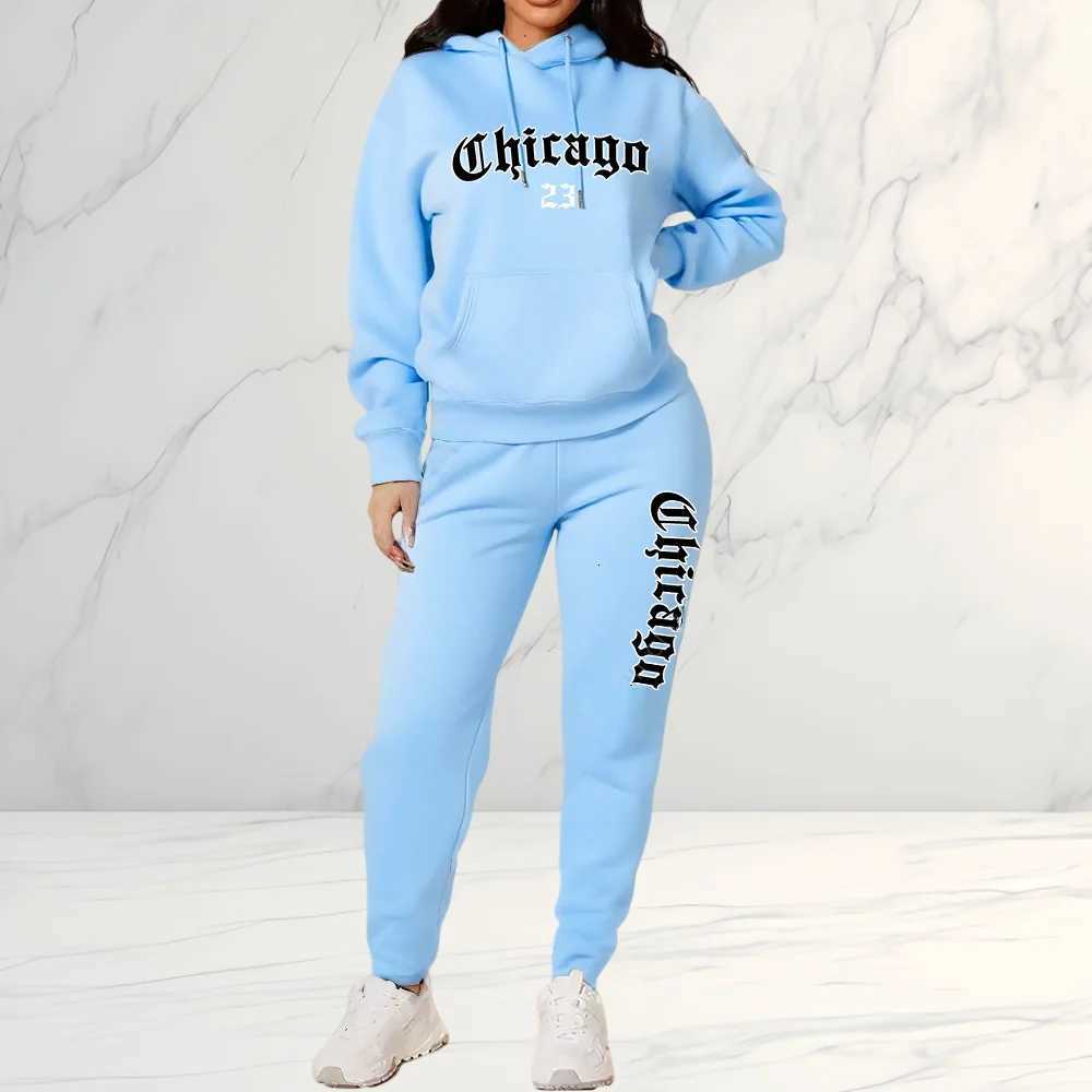 2025 Womens Letter Print Hoodie Pants 2 Piece Set Casual Sportswear Tracksuit for Streetwear Fashion and Daily OuterwearT251022