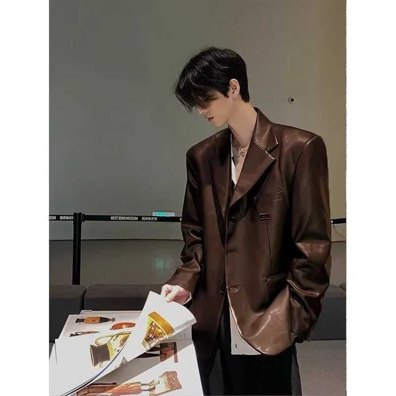 Street Trendy Loose Motorcycle Suit Leather for Mens Handsome Highend Pilot PU Leather Jacket W251023