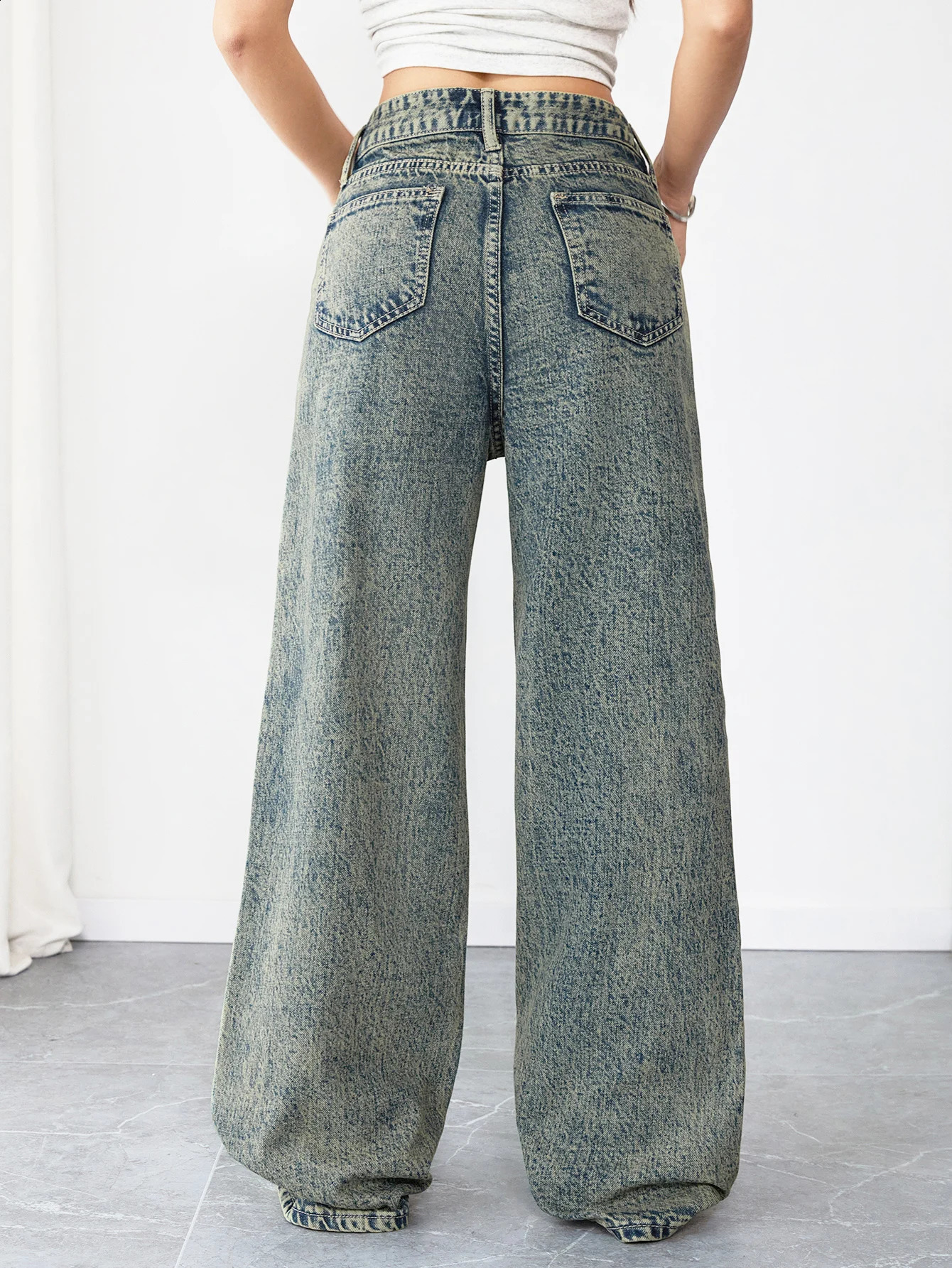 Loose Fit Wide Leg Denim Jeans for Women High Waist Casual Streetwear Vintage Style Comfortable Everyday Pants 251023