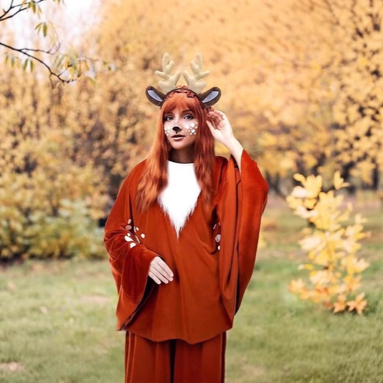 2025 New Halloween, Christmas Jungle, New Autumn and Winter, Reindeer Cape, Role Playing Role, Witch Costume