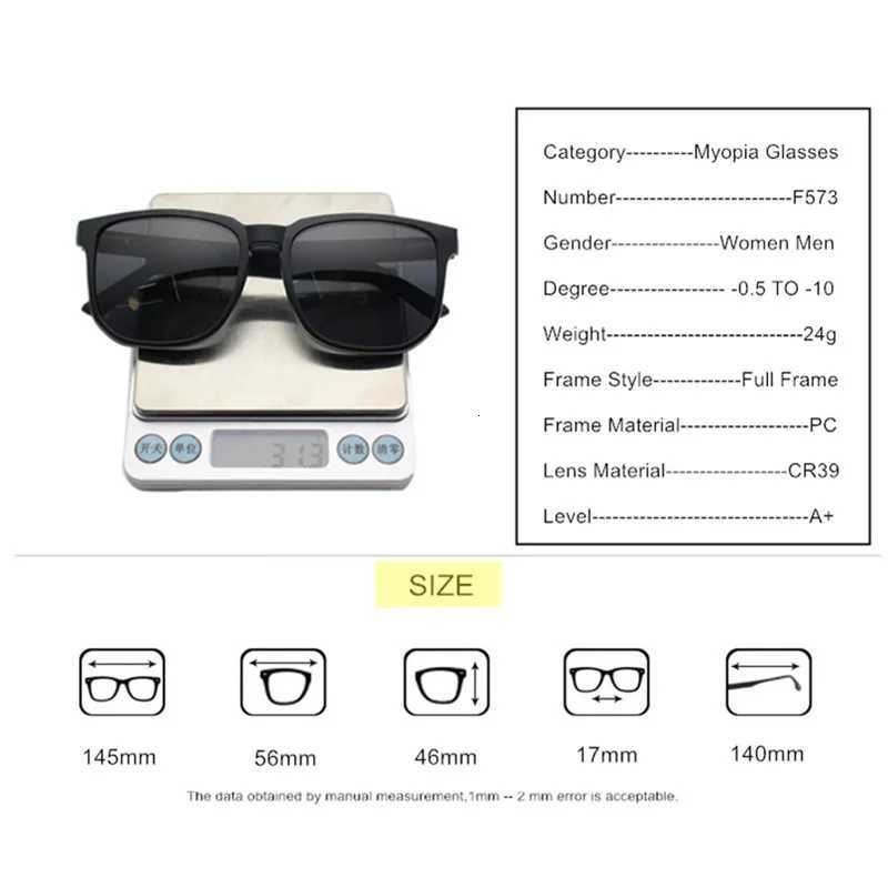 6 in 1 Myopia Glasses With Sunglasses Clips Men Women Sphere 05 to 10 Cylinder 05 to 20 Prescription Custom F573W251023
