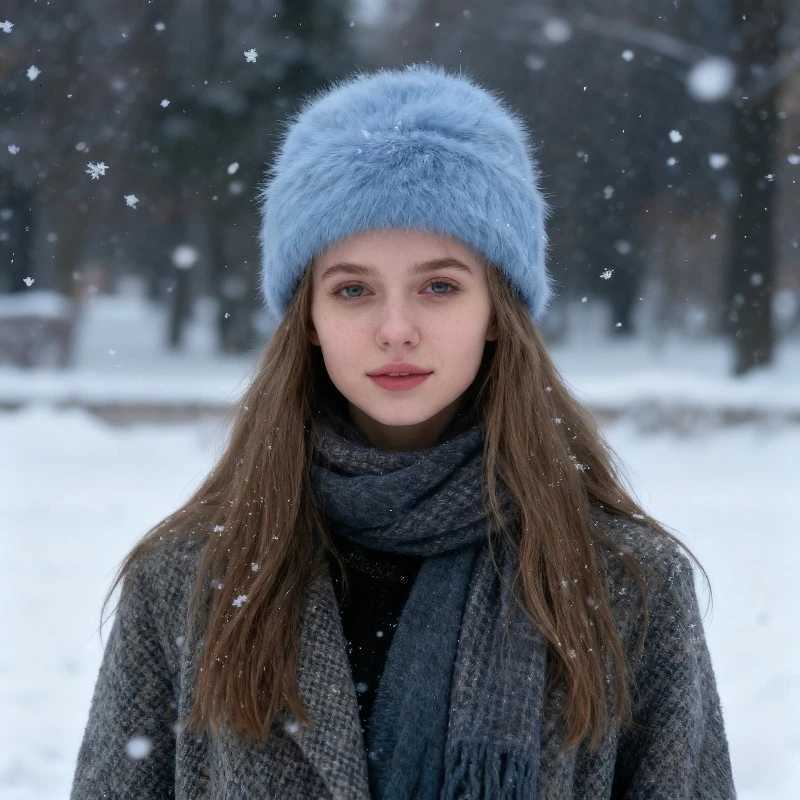 Winter Warm Unisex Y2k Beanies Leisure Outdoors Soft Fluffy Angola Winter Knitted Hat Female Plush Windproof Bonnet Skullies CapXJ251023