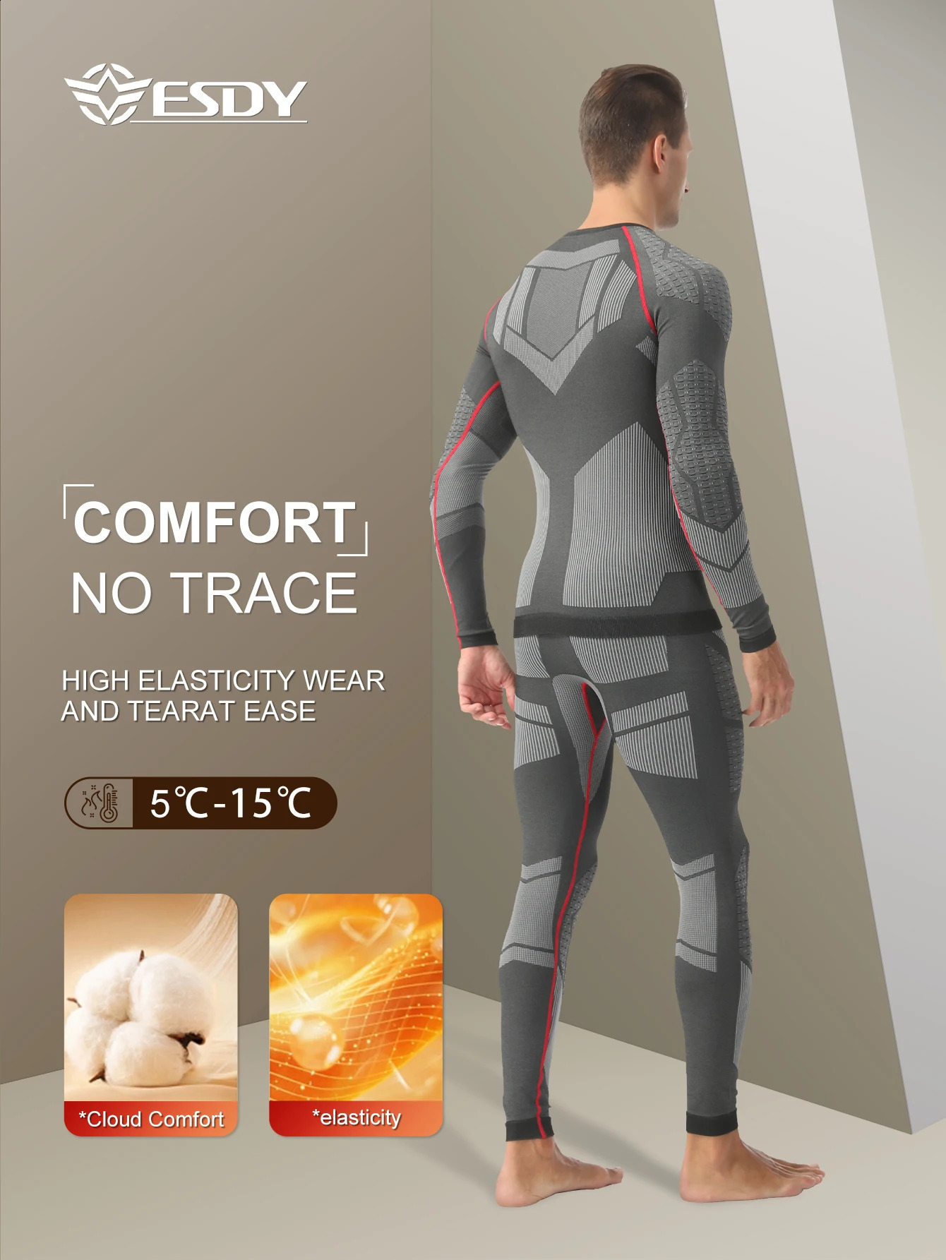 Esdy 1 Set of Mens Sports Compression Thermal Suit Winter LongSleeve Long Pants Breathable HighElastic ColdProof Outdoor Sp 251023