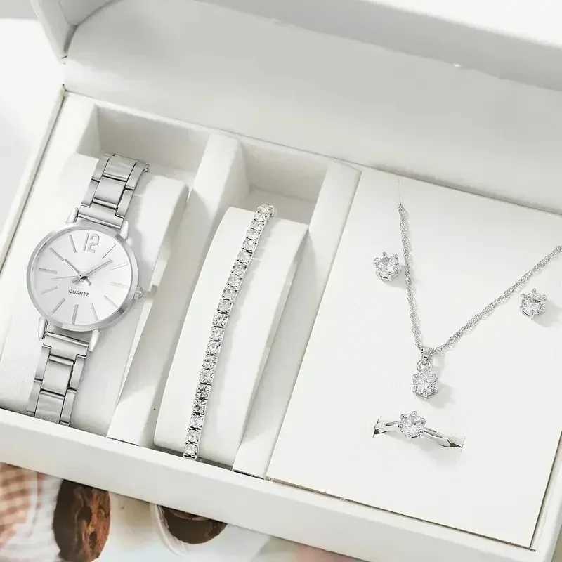 Fashion Women Elagant Watch Casual Simple Steel Strap Quartz Watch Love Bracelet 2pcs Set Luxury Temperament Wristwatch RelojL251023