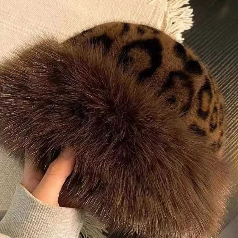 Retro opard Print Bucket Hat Wen Fashion Furry Fisherman Faux Fur Warm Winter Luxury Ear Protection Plush Panama GirlsW251023