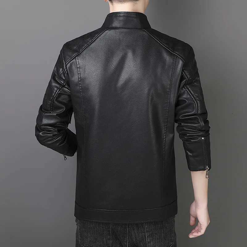 Mens new motorcycle leather jacket zipper slim new fashion men PU leather suede casual coat Coat Leather jacket W251023