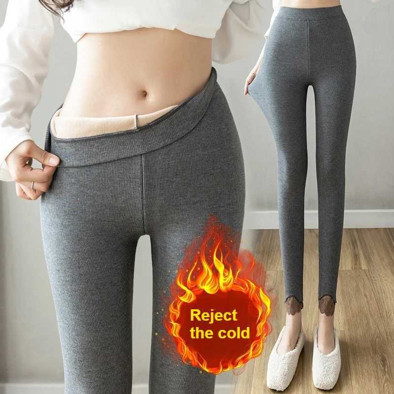 Fleece Lined Leggings Women Lace Trim Thermal Tights Winter Wear Plus Size Pants Butt Lifting Cold Weather Fashion LeggingsT251023