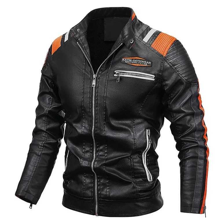 Winter New Fashion Best Seller Mens Solid Color Casual Trendy Thicken Simple Basic Plus Size Stand Collar PU Jackets Male Coats W251023