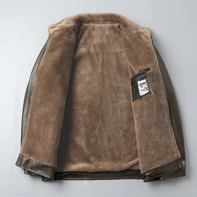 New Winter Men Wool Liner Warm Leather Jacket Man Fleece Fur Collar Leather Jackets Quality Male Casual PU Leather Coats 3XL W251023