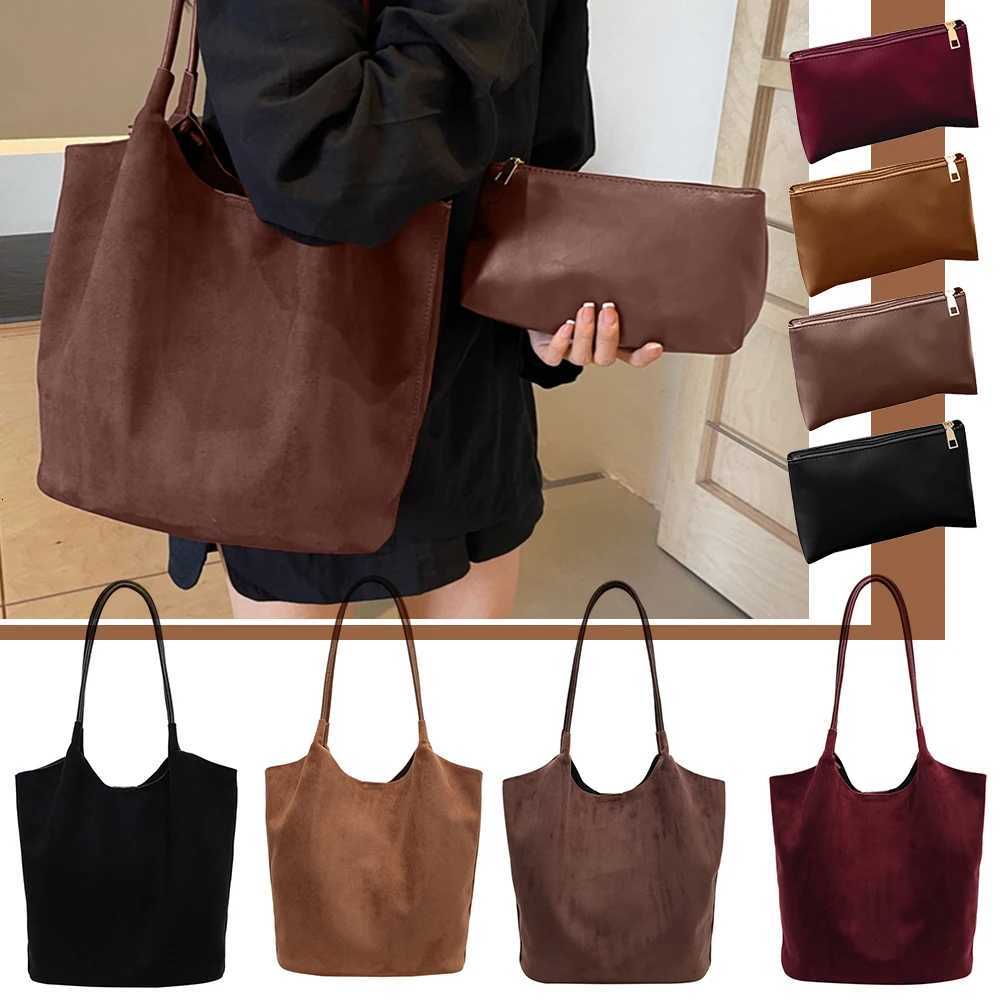 Women Suede Shoulder Bags Work Travel Tote Womens Handbags Large Capacity Bag Solid Color Simple Casual Commuter BagL251023