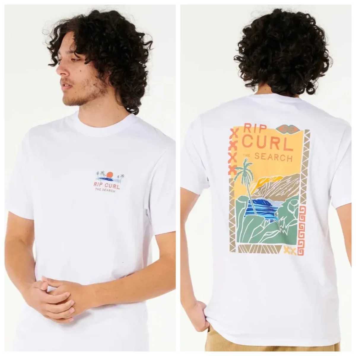 Summer printed Tshirt for men new RIPCURL outdoor sports surfing shortsleeved fitness shortsleeved topXJ251023