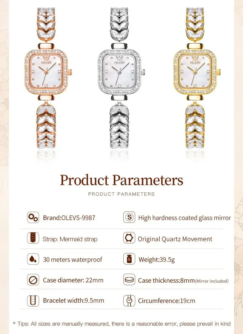 OLEVS 9987 Womens Watch Square Dial Waterproof Quartz Watch For Women Original Elegant Ladies Wristwatch Steel Strap 251027