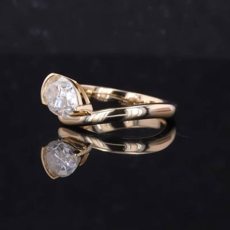 Starsgem Custom Jewelry 9K Solid Yellow Gold With Pear Cut Curved Moissanite Engagement Rings