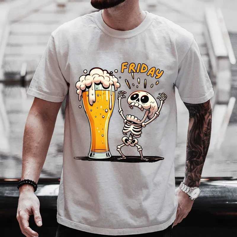 Summer Hot Sale Beer TShirts Funny 3D Skull Print T Shirt For Men Fashion New Oversized Tshirt Casual Oneck Short Sleeve TopsXJ251023