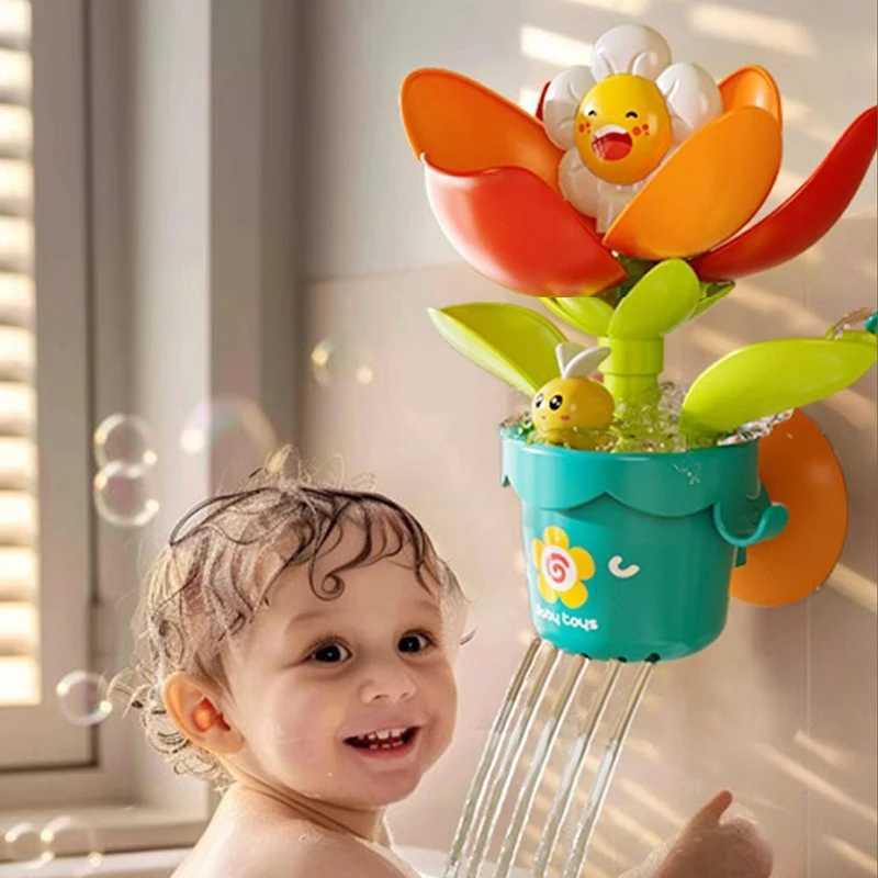 Baby Funny Sunflower Bath Toy Water Spray Sprinkler Blooming Sunflower Toddler Shower Toys with Portable Shower Head J251023