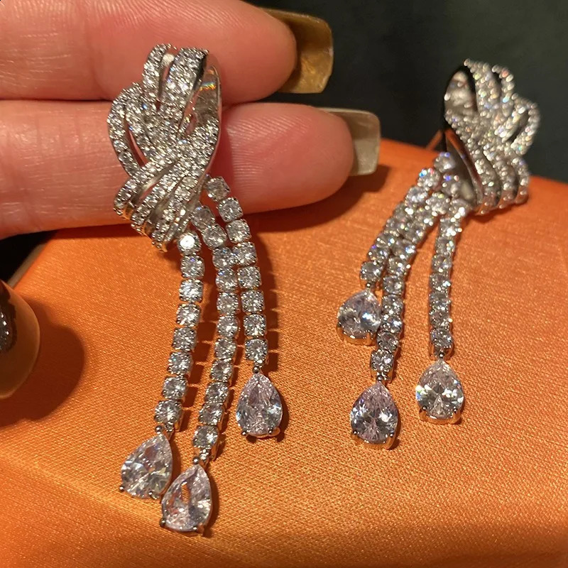 Vintage Style Bow Knot Water Drop Tassel Earrings Temperament Earrings 251018