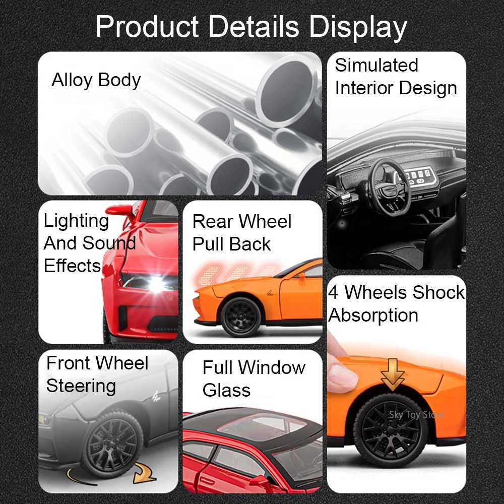 132 Challenger SRT Charger Diecast Alloy Sports Car Model Toys Doors Opened Sound Light Pull Back Vehices for Kids Friend GiftT251023