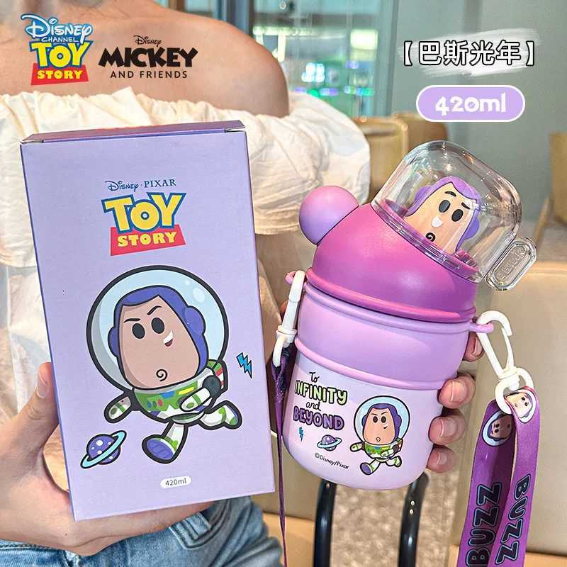 Disney 420ml Mickey Mouse Buzz Lightyear 316 Kids Strawberry Bear Thermal Mug Outdoor Portable Mug Office Thermal Mug GiftsXJ251023