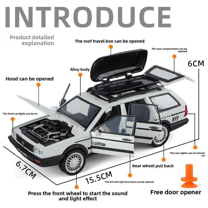 Diecast 132 VW SANTANA Wagon Alloy Car Model with Sound Light Children Boy Birthday Gift Toy Vehicles Miniature VoitureT251023