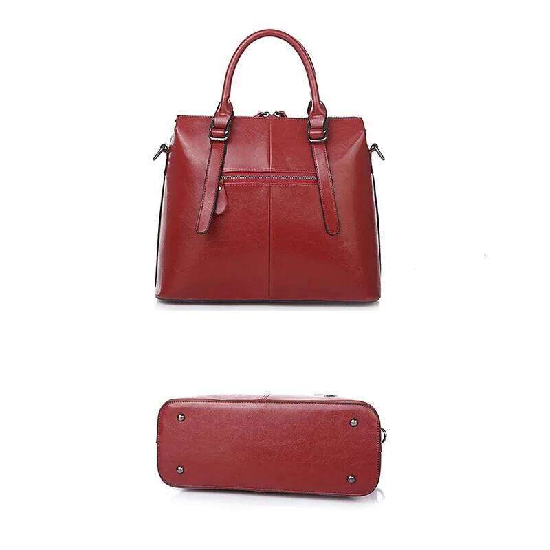 Genuine leather women's shoulder crossbody bags fashion designer ladies oil wax cowhide handheld bag female handbag