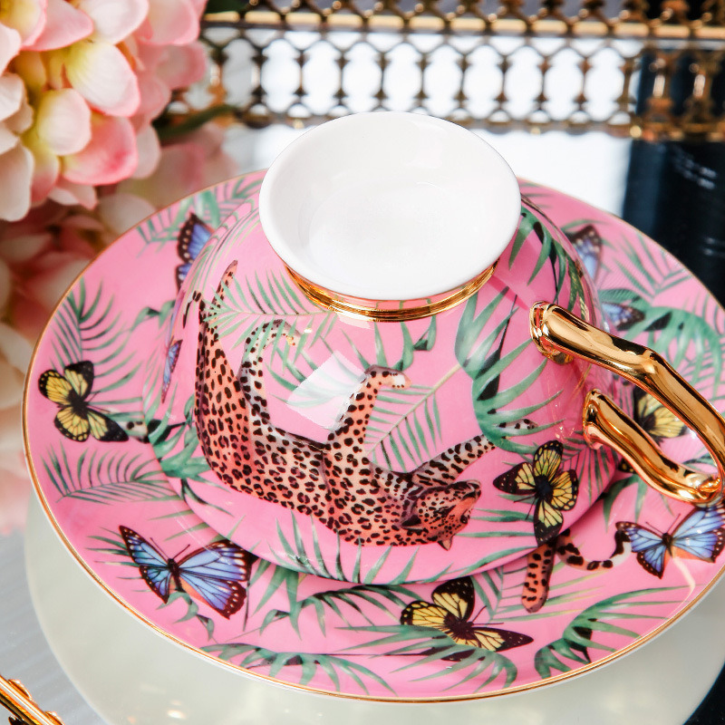 Meidao Jungle Cheetah High-Value European Bone China Mug Large Capacity Water Exquisite Coffee Cup Gift Box Set designer luxcury