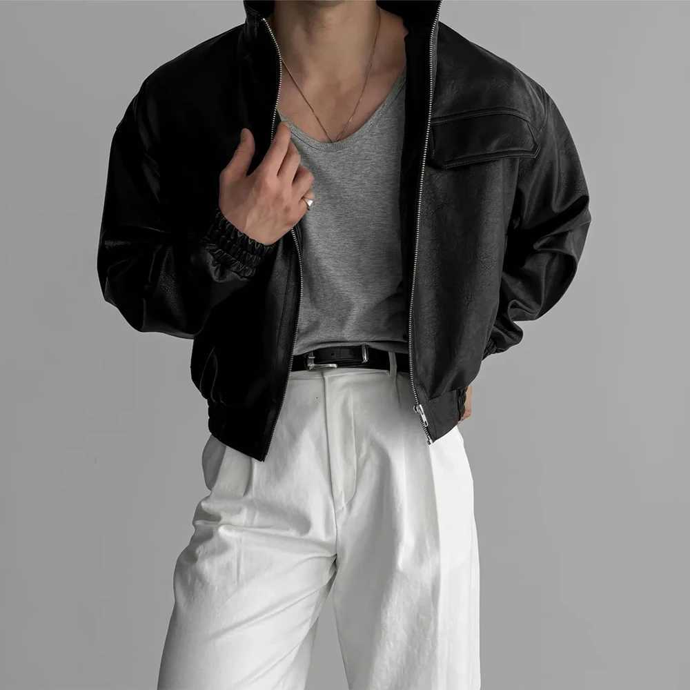 Mens Pu Leather Jacket Short Motorcycle Jacket Street Wear Fashion Youth Biker Pilot Jacket Old Money MenS Clothing 2025 New W251023