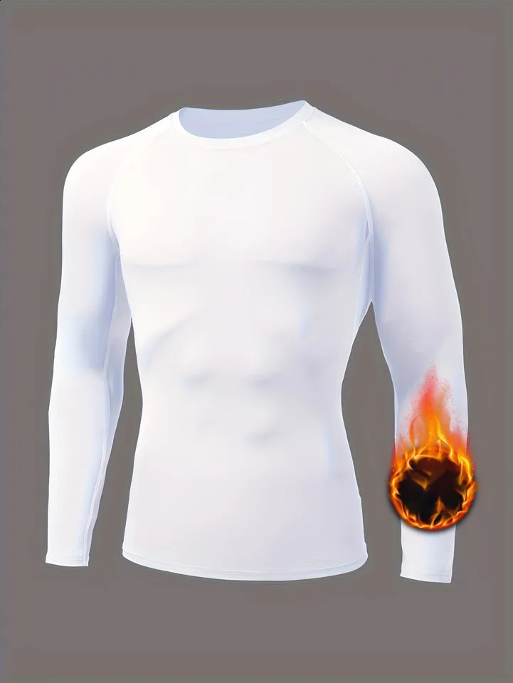 Mens warm tight fitting high elasticity body building clothing mens long sleeved running basketball training Tshirt 251023