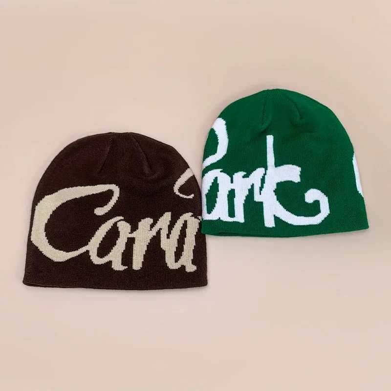 Color Block Letter Wool Knitted Hats Autumn and Winter New Warm Personal Versatile Street Fashion Hip Hop American Style BeaniesXJ251023