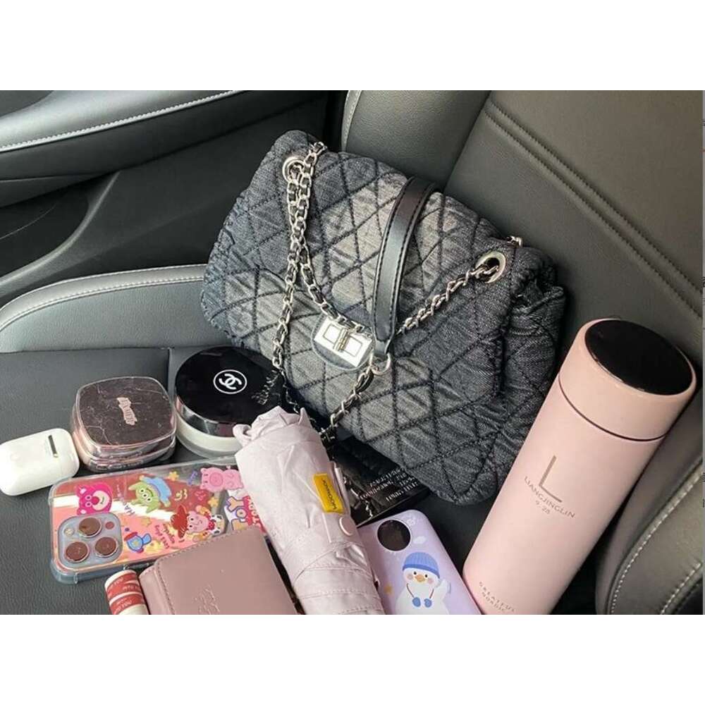 Designer Bags Cowboy Wandering Dia Grid Crossbody Ink Wash Versatile Commuting Shoulder Bag, Fashionable Chain Dyed Women's New Free Labubu Penda