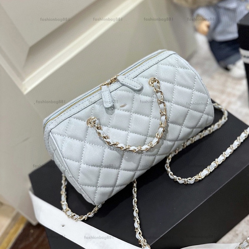 Bowling Bag Cosmetic Designer Lady Shoulder Bags Caviar Genuine Leather Love Diamond Buckle Matelasse Chain Handbag Underarm Crossbody Sacoche Wallet 20cm