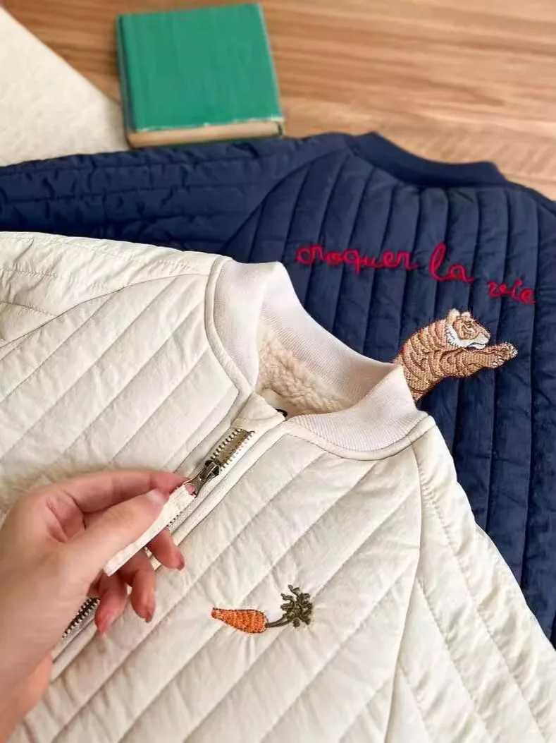 Winter New Children Plus Velvet Thick Warm Coat Cartoon Embroidery Baby Girls Quilted Jackets Kids Boys Cotton Padded Jacket Y251023