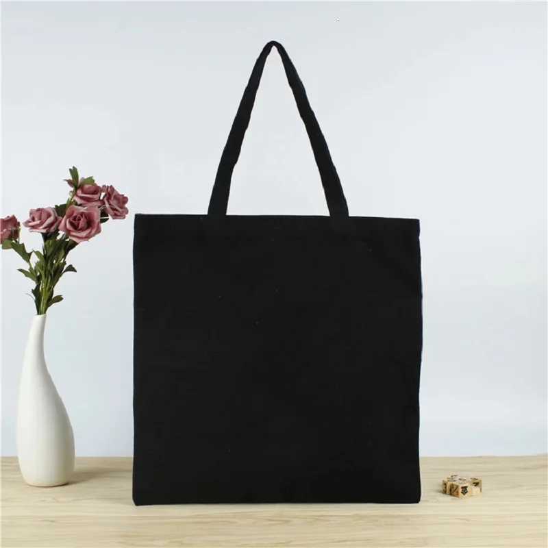 ISKYBOB Canvas Tote Cotton Bag Black Shopping Bag Reticule Cosmetic Bag Student Shoulder Bag Cosmetic Bag Canvas Belt PocketL251023