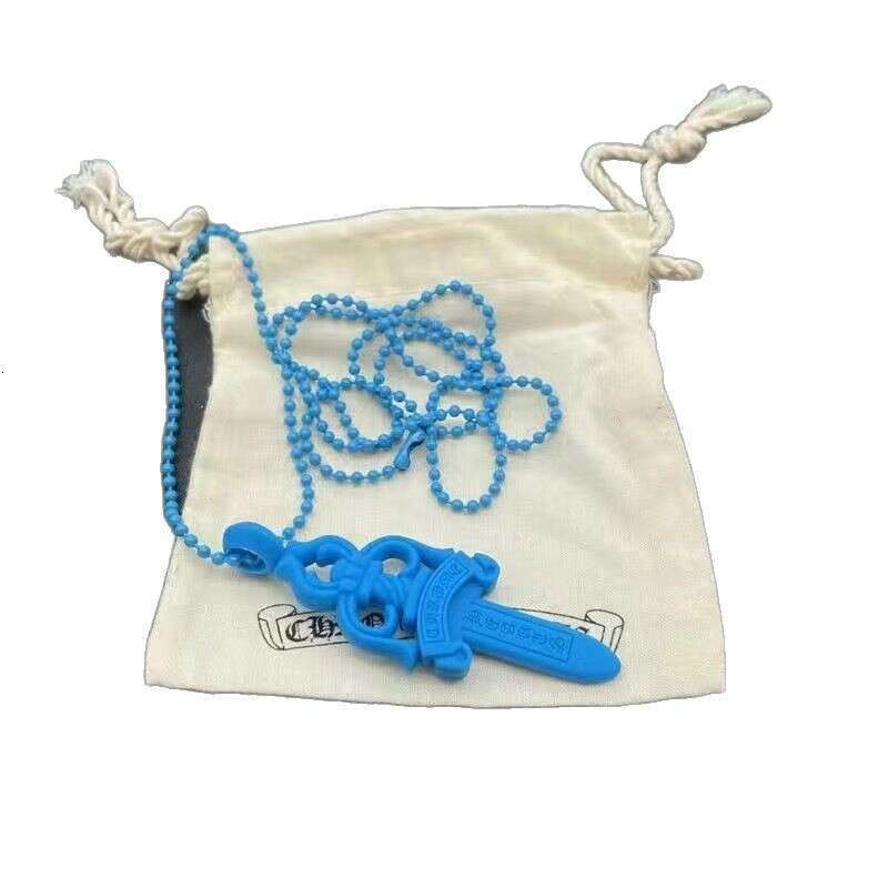 Multi - Color Dagger Pendant Necklace - Punk Style Sword Statement Necklace with Bead Chain