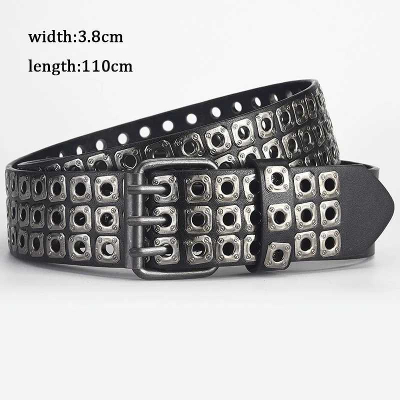 Gothic Punk Leather Y2k Belt For Women Men Metal Buckle Waist Strap Designer Luxury Female Jeans Trouser Decorative WaistbandXJ251023