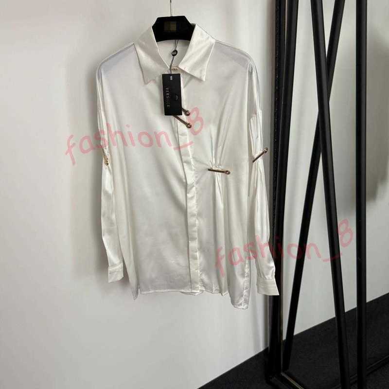 Designer Women's Blouses & Shirts 2025 High-End Hot-Selling Dopamine Slim-Fit New Medusa Pin Decorated Long-Sleeve dress Shirt for women