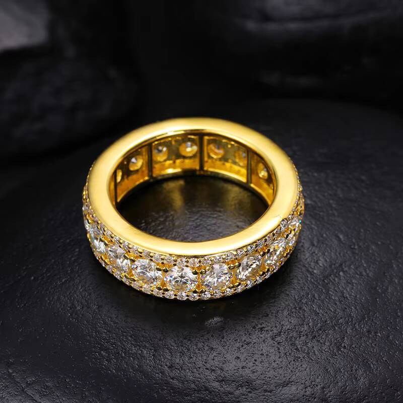 925 Sterling Silver Mens Eternity Band Rings Top Icy Fine Jewelry Wedding Engagement VVS D Color Moissanite Diamond 18K Ring